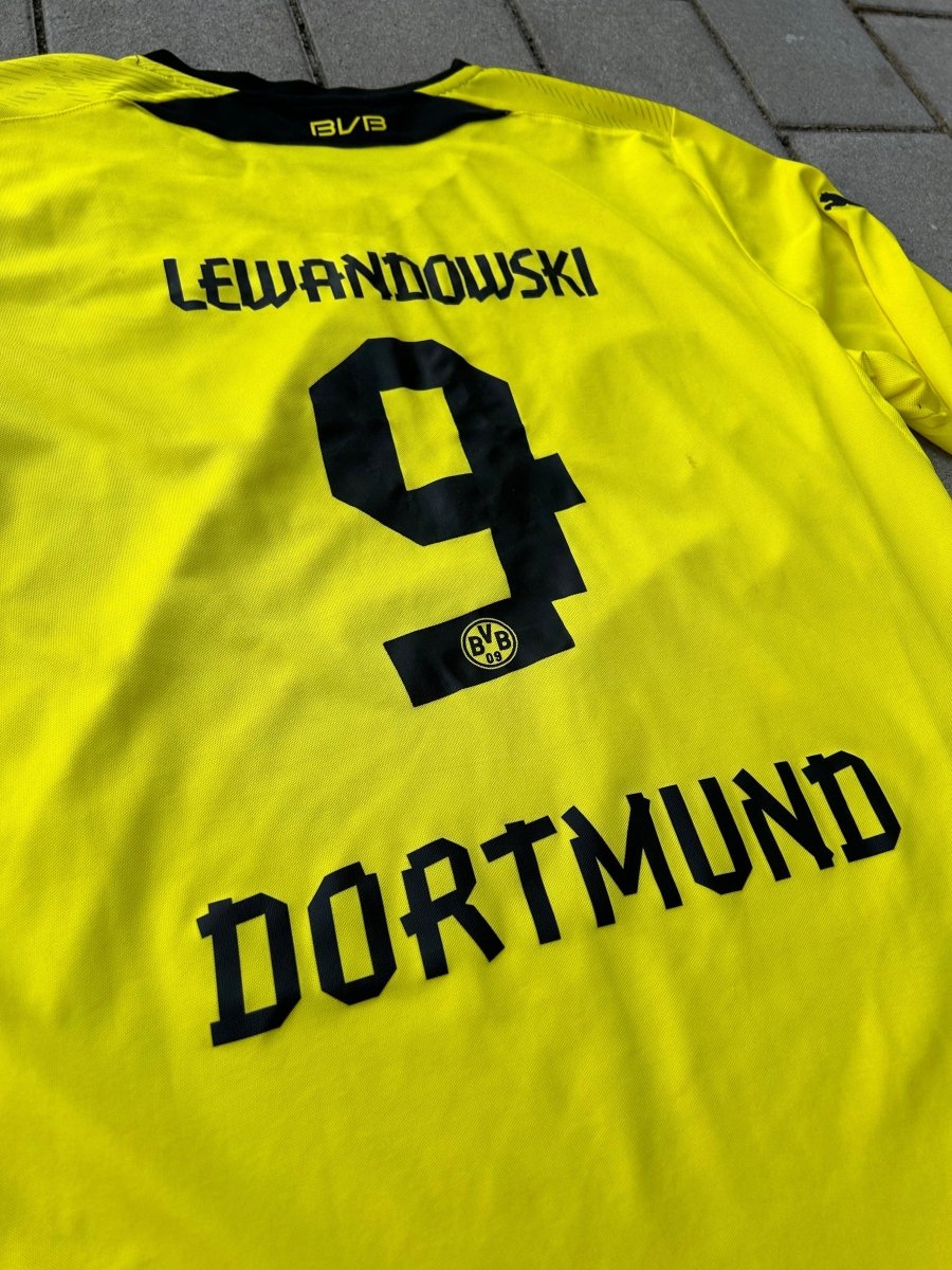 Borussia Dortmund 2013/14 Authentic Home Shirt Lewandowski 9 L/S Size M - Shorty Football Shirts