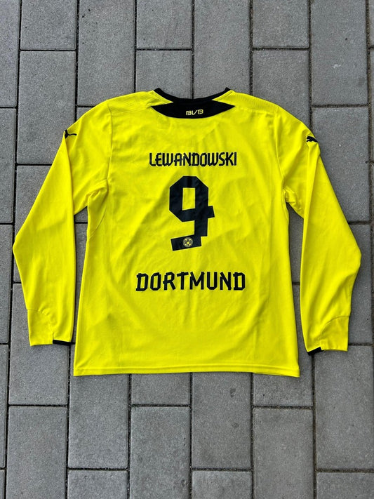 Borussia Dortmund 2013/14 Authentic Home Shirt Lewandowski 9 L/S Size M - Shorty Football Shirts