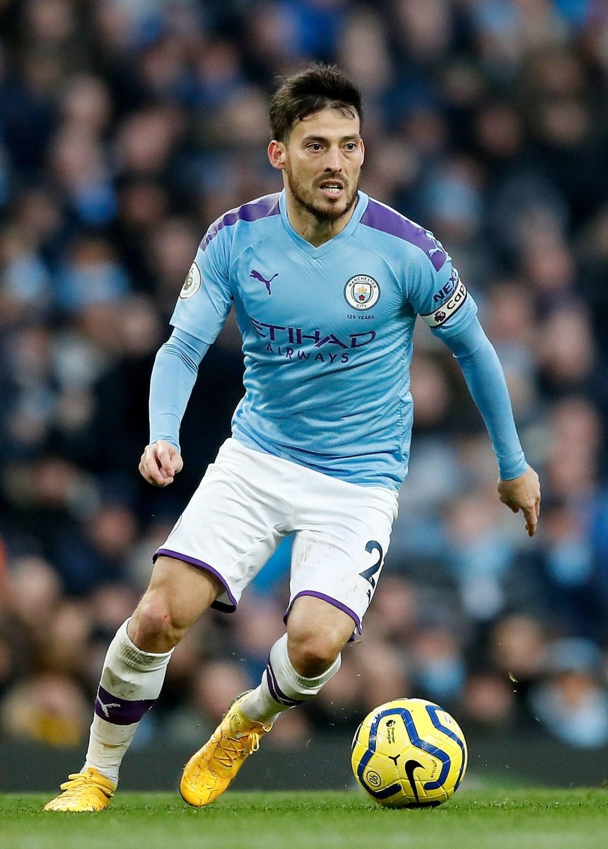 Manchester City 2019/20 Original Home Shirt David Silva 21 L/S Size S - Shorty Football Shirts
