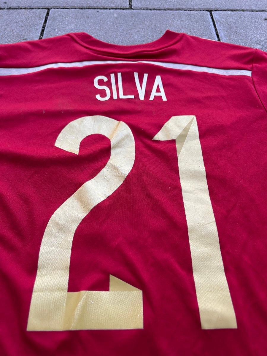 Spain 2014/15 Original Home Shirt Silva 21 15 - 16YRS Kids - Shorty Football Shirts