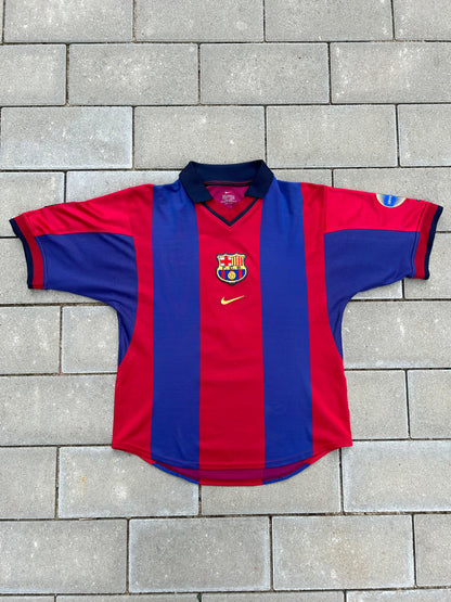Barcelona 2000/01 Authentic Home Shirt Kluivert #9 Size S 1