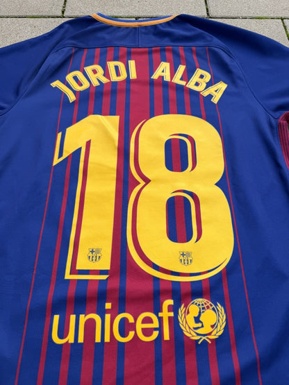 Barcelona 2017/18 Original Home Shirt Jordi Alba #18 Size S - Shorty Football Shirts