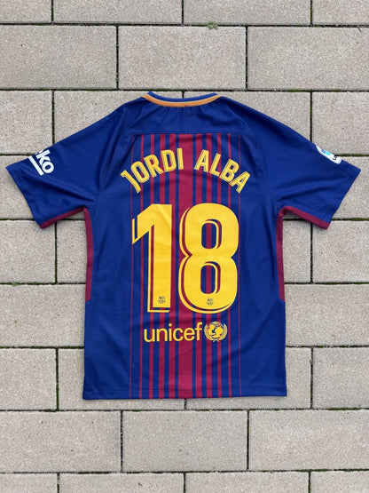 Barcelona 2017/18 Original Home Shirt Jordi Alba #18 Size S - Shorty Football Shirts