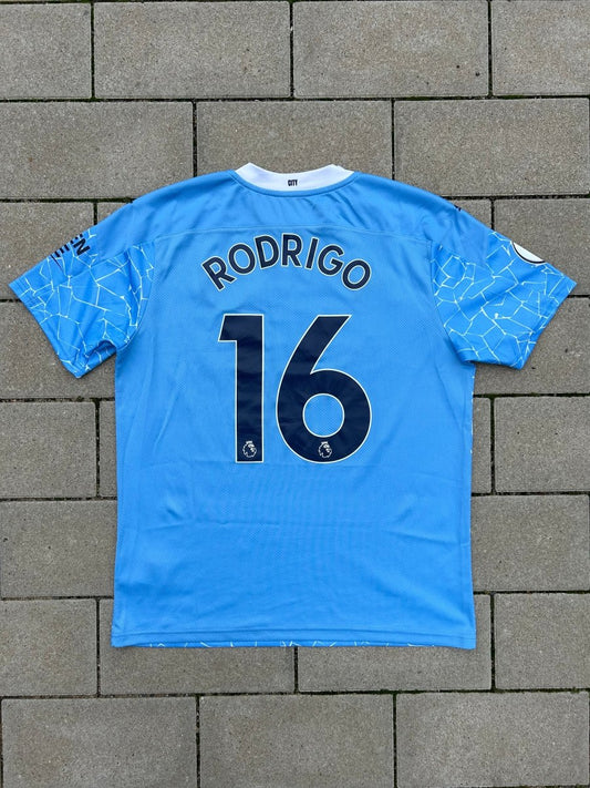 Manchester City 2020/21 Original Home Shirt Rodrigo 16 Size L - Shorty Football Shirts