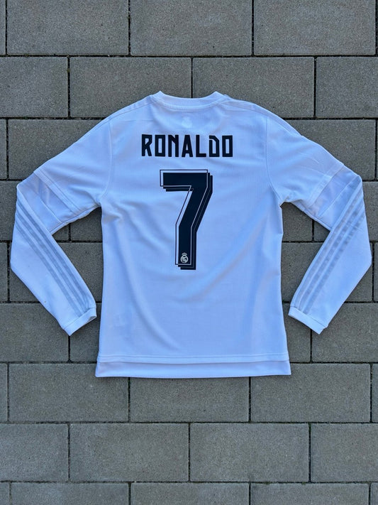 Real Madrid 2015/16 Original Home Shirt Ronaldo 7 L/S Size S - Shorty Football Shirts