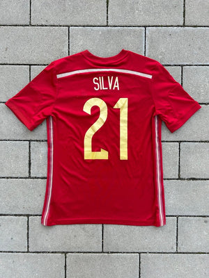 Spain 2014/15 Original Home Shirt Silva 21 15 - 16YRS Kids - Shorty Football Shirts