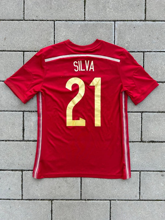 Spain 2014/15 Original Home Shirt Silva 21 15 - 16YRS Kids - Shorty Football Shirts